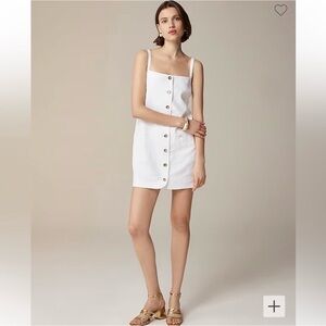 NEW J. Crew Claudia Sleeveless Button Front Linen Mini Dress White Large TALL